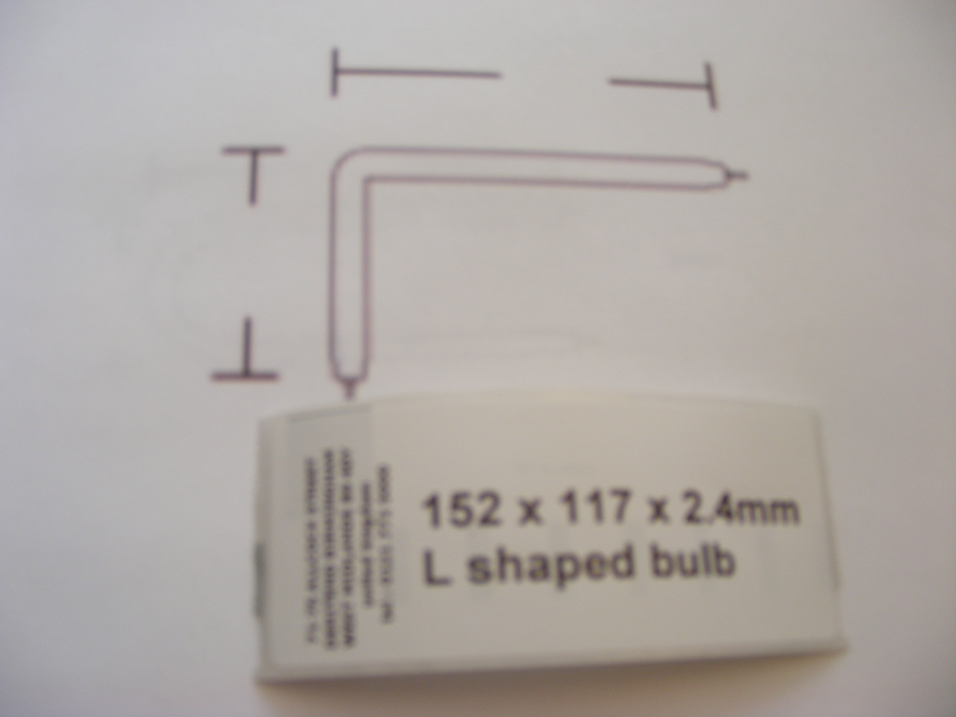 152 x 117 x 2.4mm L shaped bulb